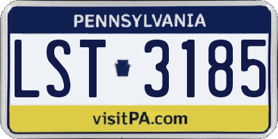 PA license plate LST3185
