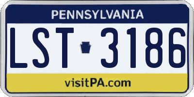 PA license plate LST3186