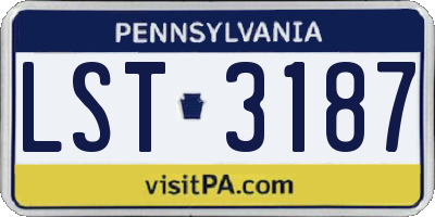 PA license plate LST3187