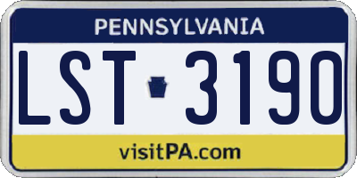 PA license plate LST3190
