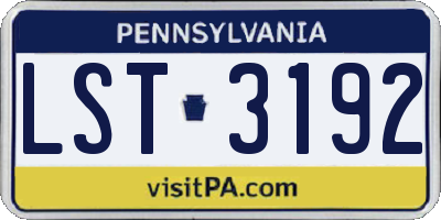 PA license plate LST3192