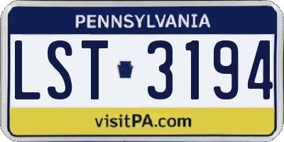 PA license plate LST3194