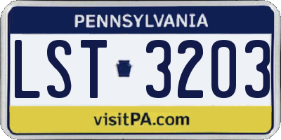 PA license plate LST3203