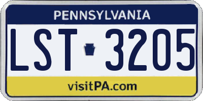 PA license plate LST3205