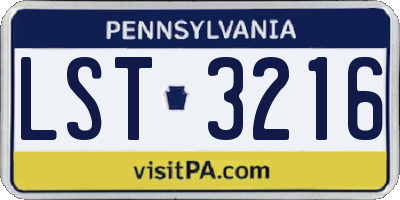 PA license plate LST3216