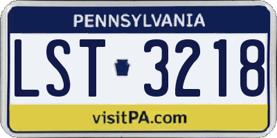PA license plate LST3218