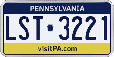 PA license plate LST3221
