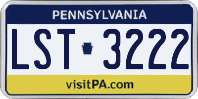 PA license plate LST3222