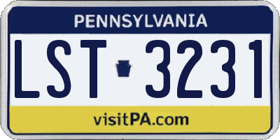 PA license plate LST3231