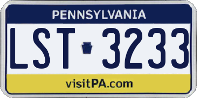 PA license plate LST3233