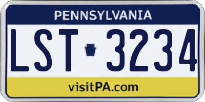 PA license plate LST3234