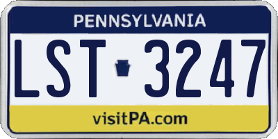 PA license plate LST3247