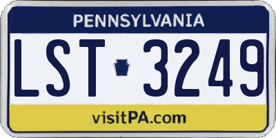 PA license plate LST3249