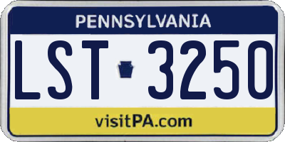 PA license plate LST3250