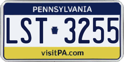 PA license plate LST3255