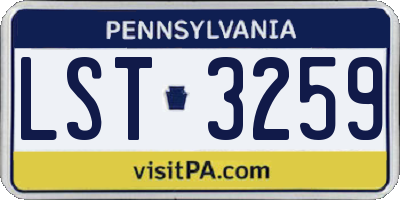 PA license plate LST3259