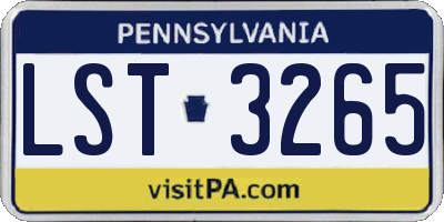 PA license plate LST3265