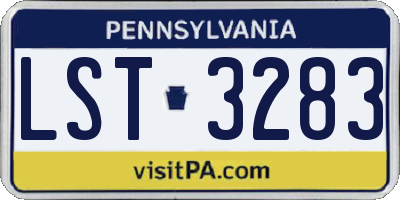 PA license plate LST3283