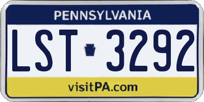 PA license plate LST3292