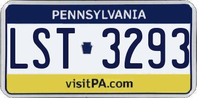 PA license plate LST3293