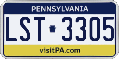 PA license plate LST3305