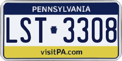 PA license plate LST3308