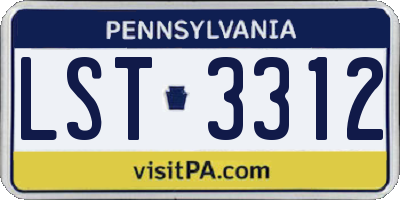 PA license plate LST3312