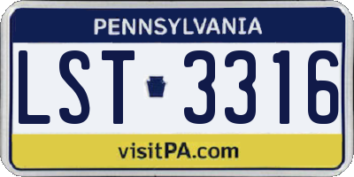 PA license plate LST3316