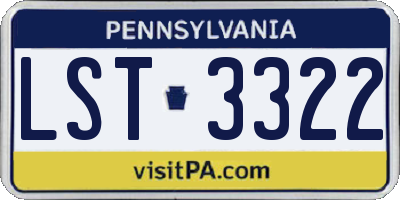PA license plate LST3322