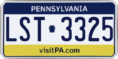PA license plate LST3325