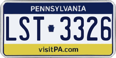 PA license plate LST3326