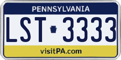 PA license plate LST3333
