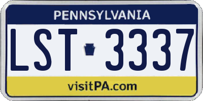 PA license plate LST3337