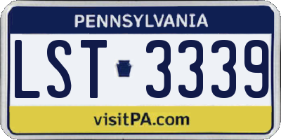 PA license plate LST3339
