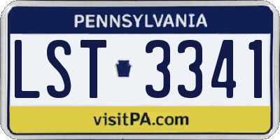 PA license plate LST3341