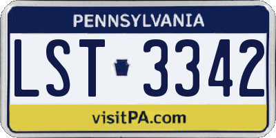 PA license plate LST3342