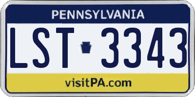 PA license plate LST3343