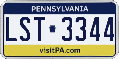 PA license plate LST3344