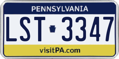 PA license plate LST3347