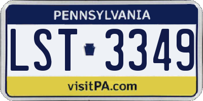 PA license plate LST3349