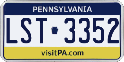PA license plate LST3352