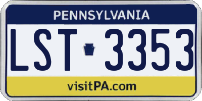 PA license plate LST3353