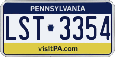 PA license plate LST3354