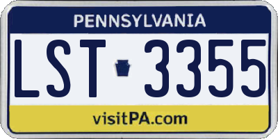 PA license plate LST3355
