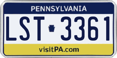 PA license plate LST3361