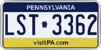 PA license plate LST3362