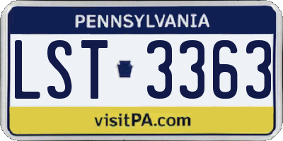 PA license plate LST3363