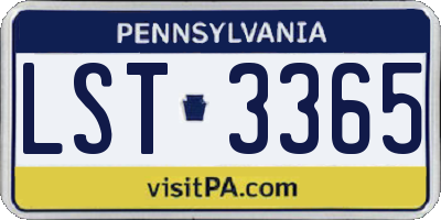 PA license plate LST3365