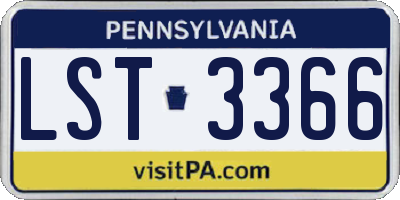 PA license plate LST3366