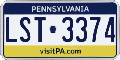 PA license plate LST3374